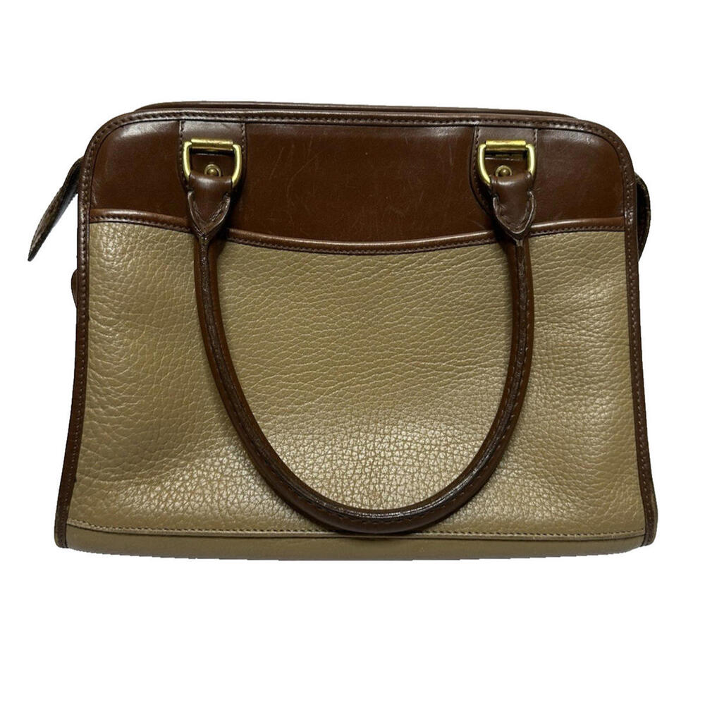 Vtg Dooney and Bourke Pebbled Leather Beige British Tan Satchel Handbag No Strap - Picture 4 of 9